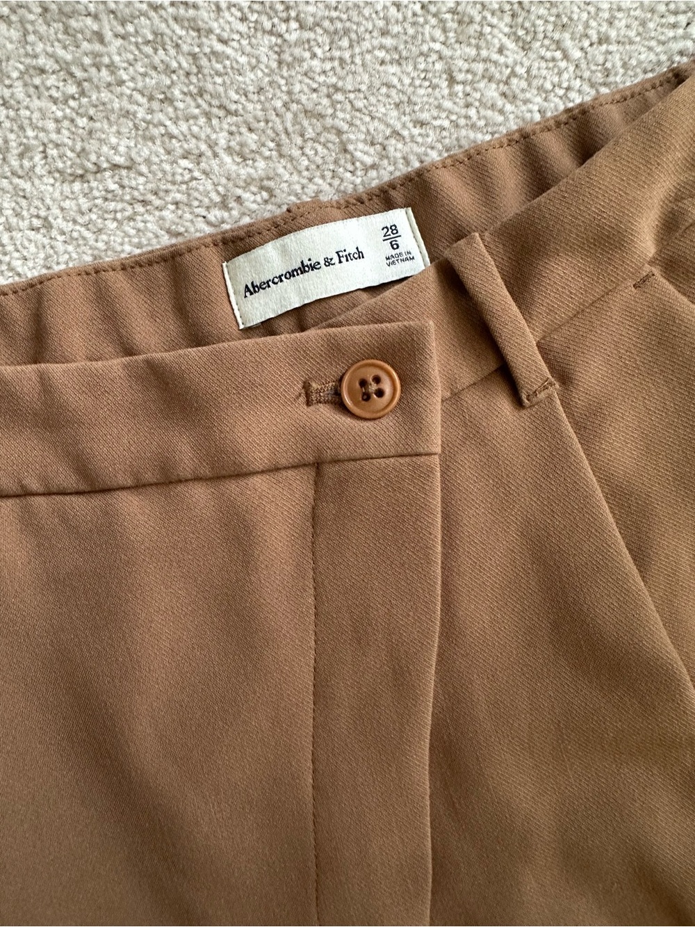 Abercrombie & Fitch Camel Straight-Leg Tailored Trousers